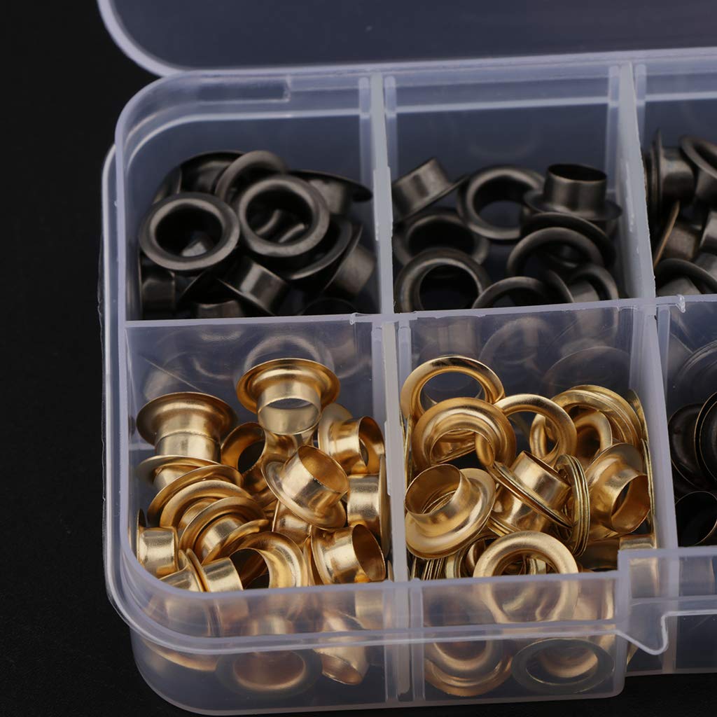 3 set di 200 occhielli in metallo con rondella in pelle artigianale riparazione accessori abbigliamento