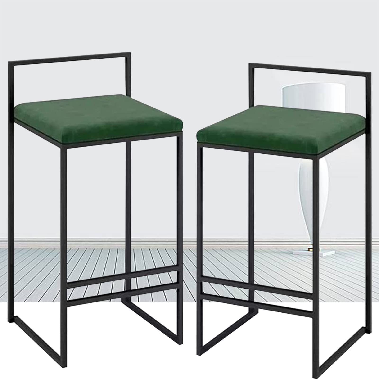 Tabouret de bar velours ergonomique avec dossier chaise haute de cuisine stable et confortable