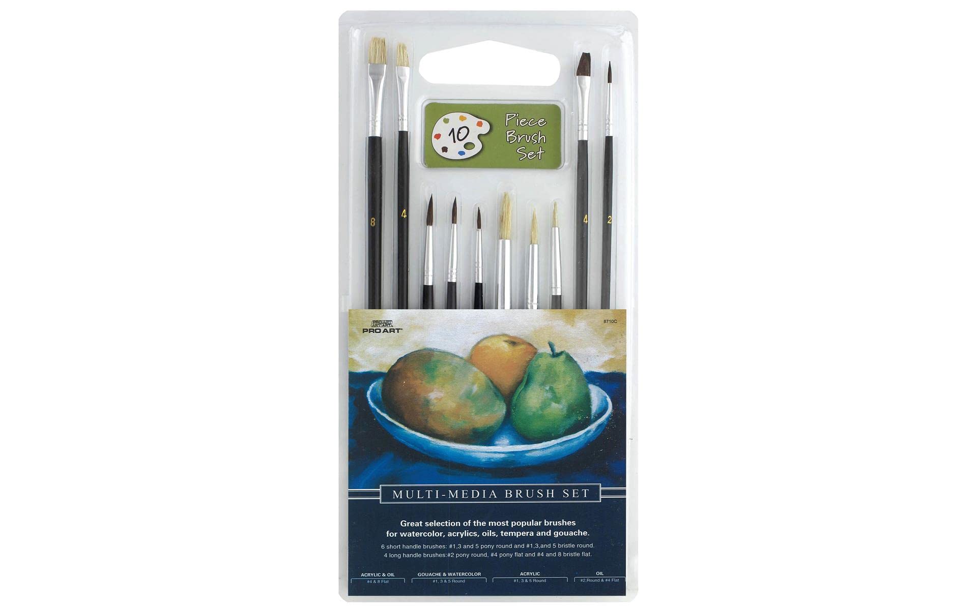 Pro-Art Multi Media Lot de pinceaux, Multi-Media Brushes 10 Piece Set