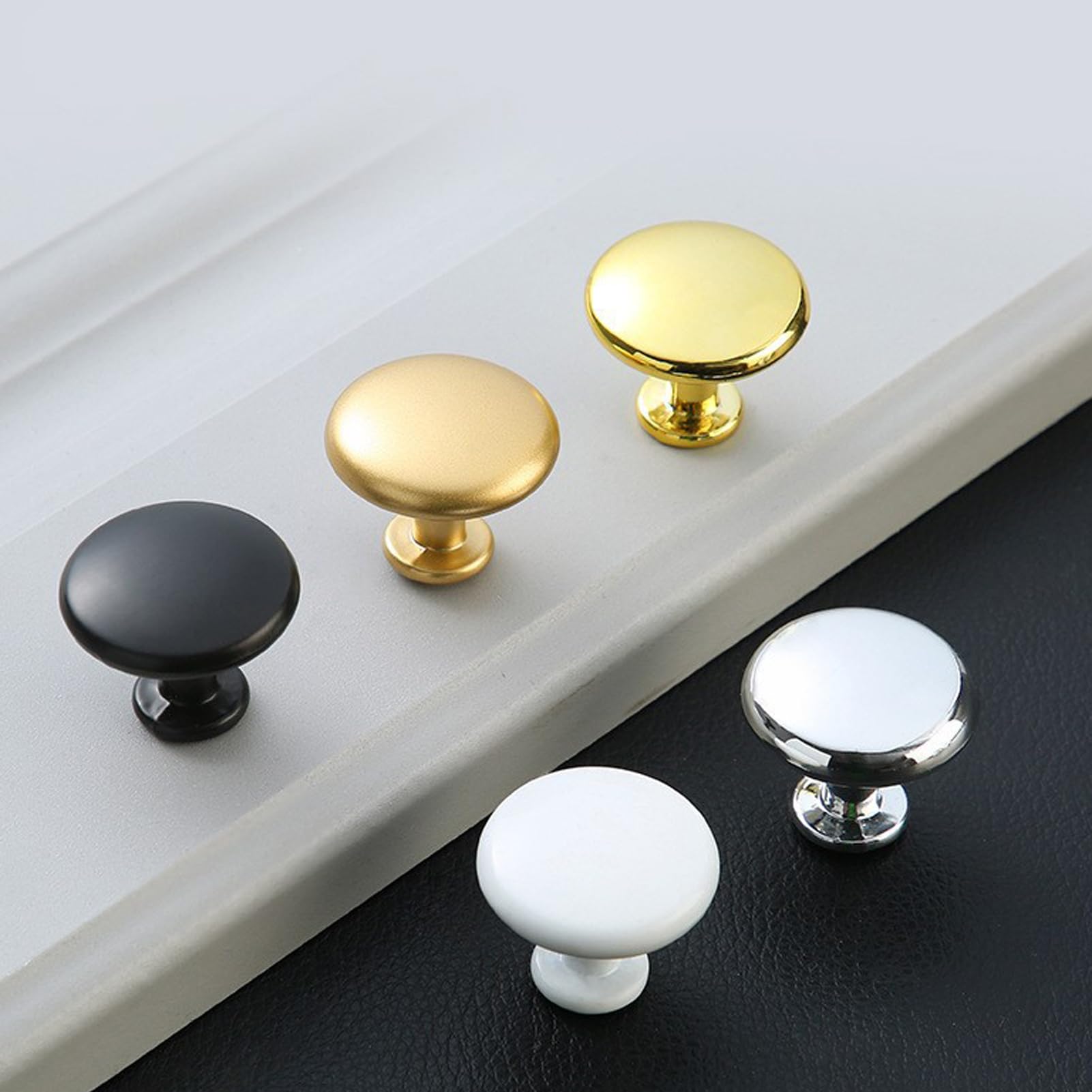 Meiyea 4 Pack Alluvial Gold Mushroom Cabinet Knobs, Round Kitchen & Bathroom Drawer Pulls - Image 4