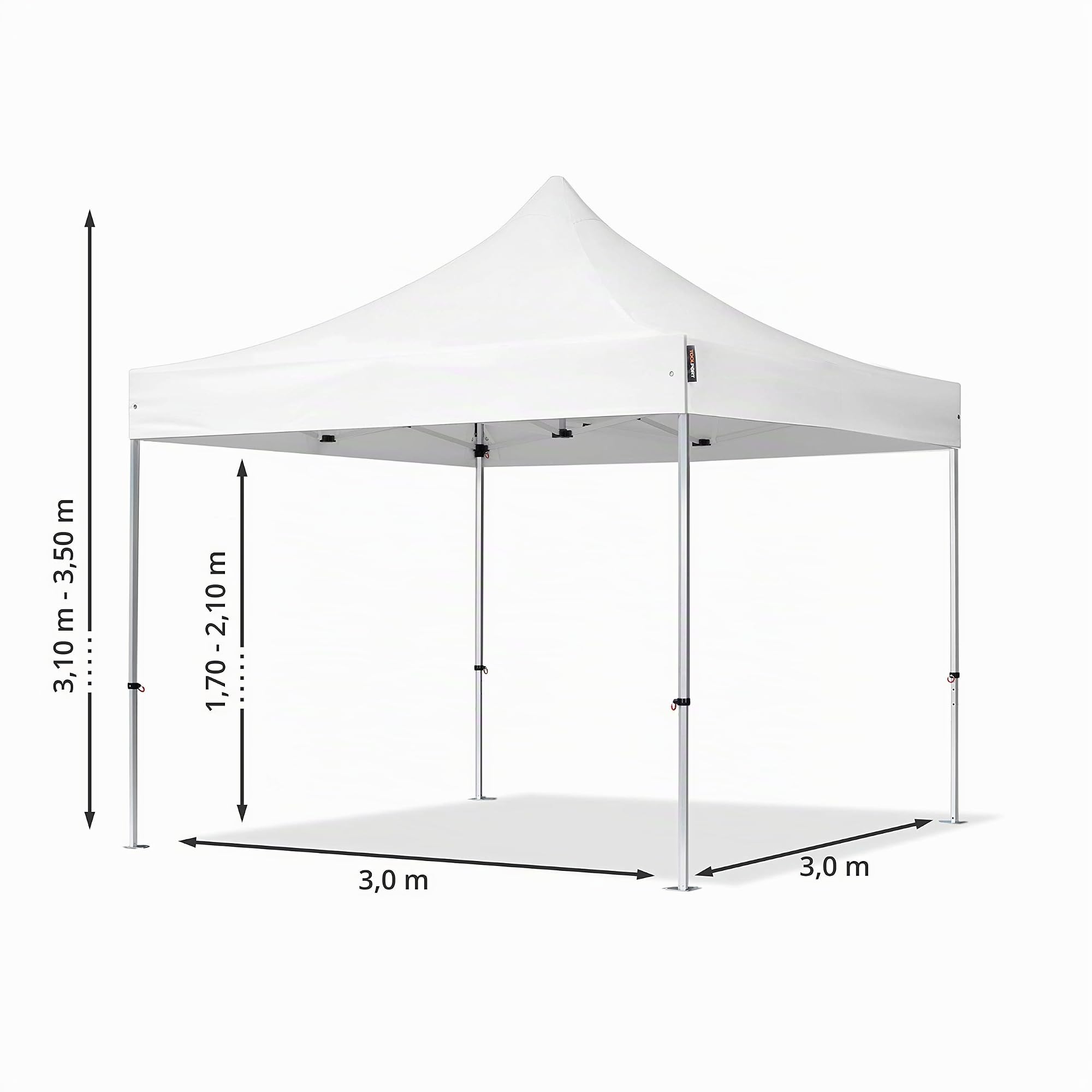 TOOLPORT 3x3 m Tonnelle Pliante Alu, PES 800, Blanc
