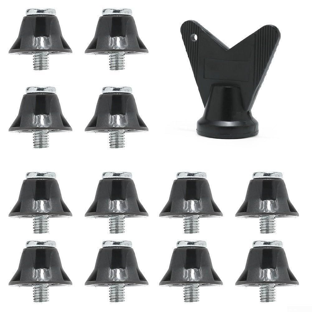 12 tacchetti di ricambio per scarpe da calcio, in lega di alluminio, filettatura da 5 mm, per scarpe da calcio, rugby, escursionismo, antiscivolo, trazione stabile, in diverse dimensioni (10 mm, 13 mm