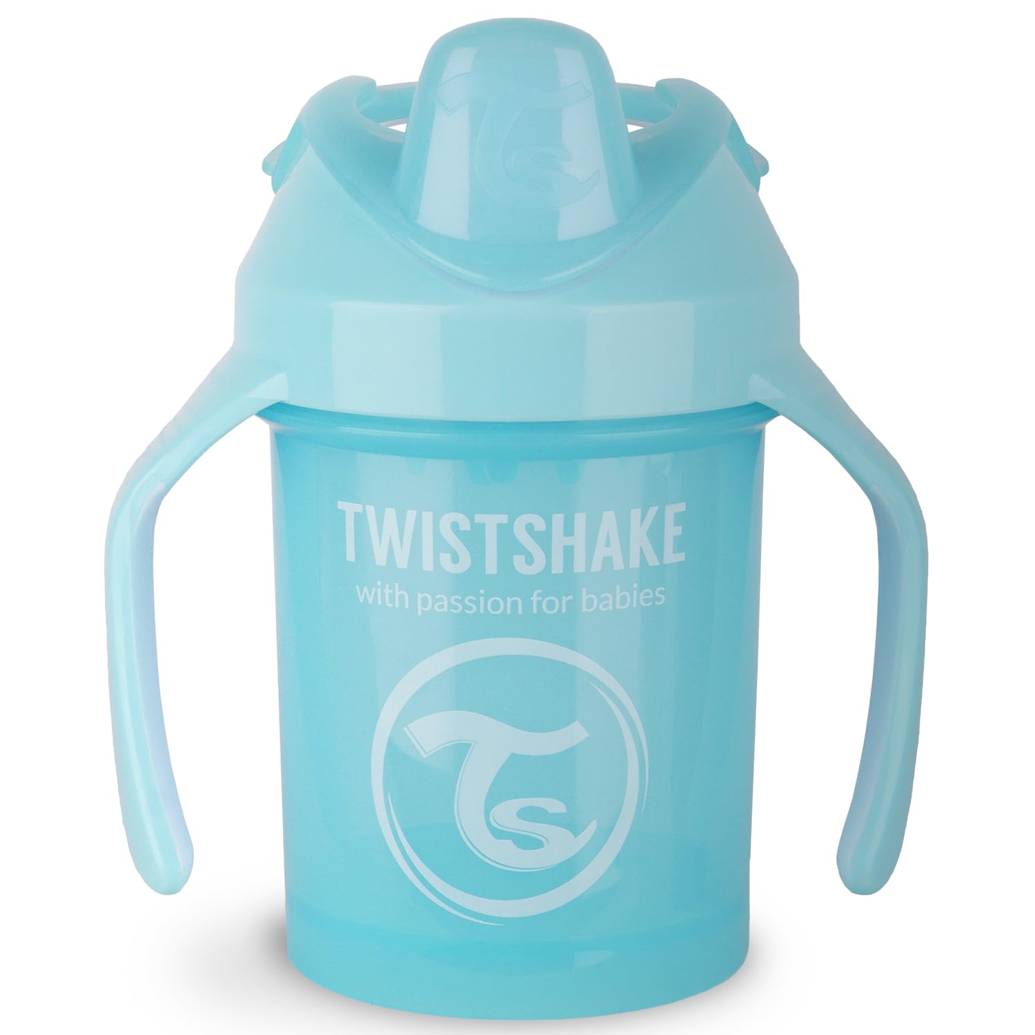 Twistshake Mini Cup – Gobelet Anti-Déversement 230 ml avec Bec Souple et Mélangeur de Fruits – Tasse de Sevrage Anti-Fuite pour Bébé – Sans BPA – Bleu