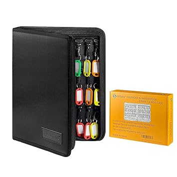 SDSTONE Portable Zippered Key Case,Fireproof and Waterproof Key Organizer with 54 Key Hooks and Tags,Portable Manager & Landlord Zipper Key Binder for Real Estate Sales,Hotel Executives, Car Service