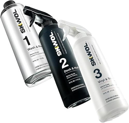 Kit Pro de 3 pasos para el cuidado del barco, jabón, limpiador, detallador de revestimiento de cerámica hidrofóbico, protector UV de vinilo y