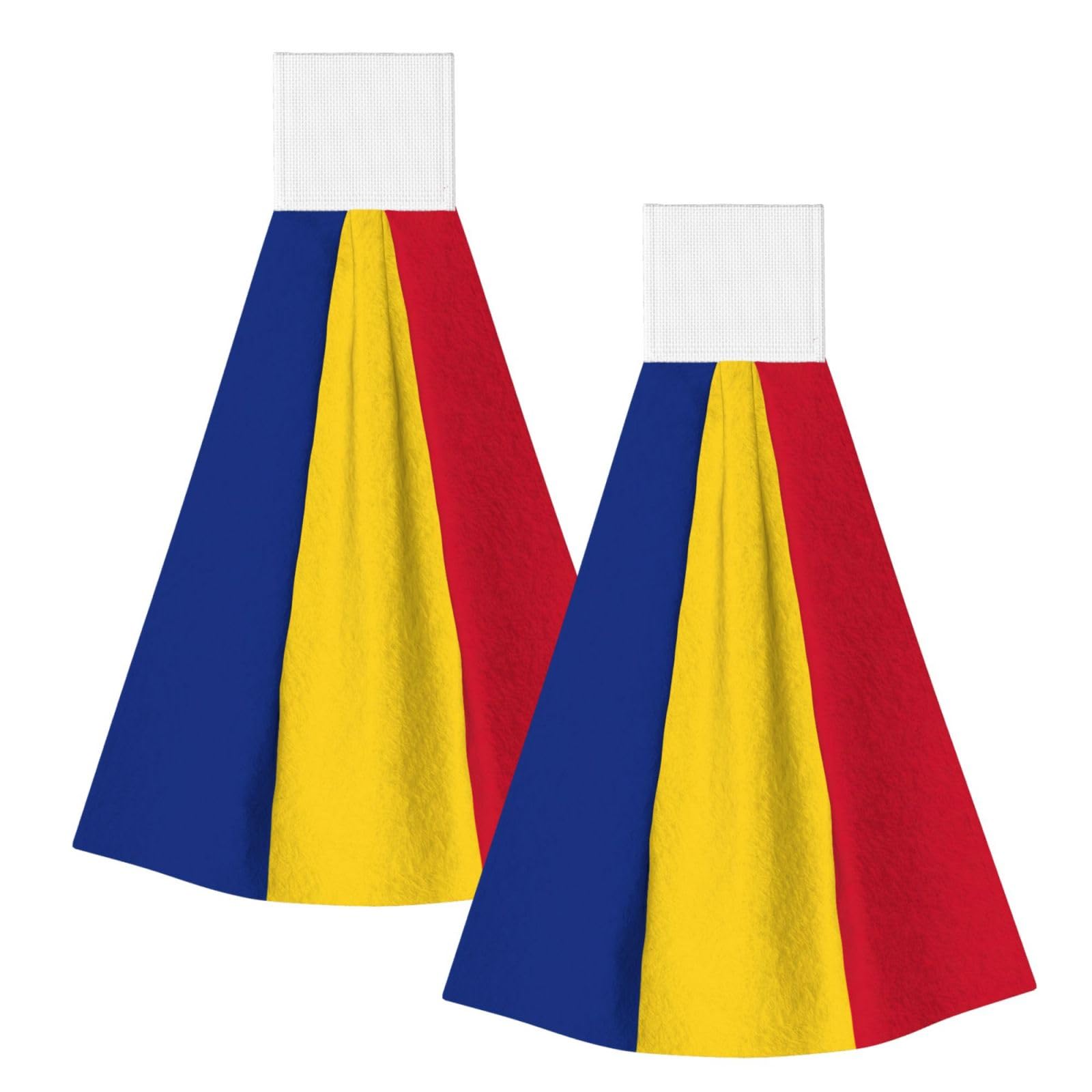 DUWAA Flag Of Romania Print Hanging Hand Towel Quick Dry Bathroom Towel Soft Kitchen Towel
