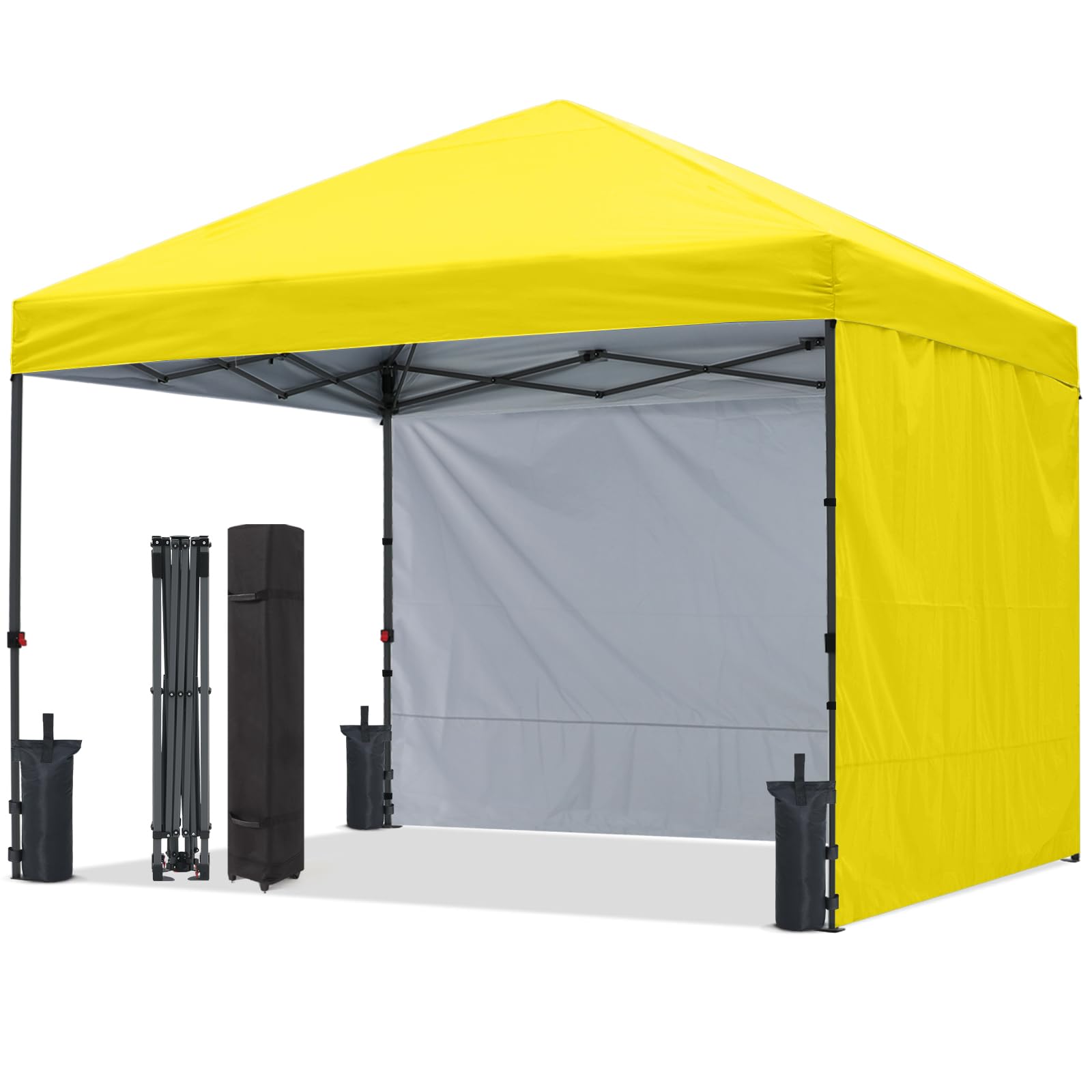 abccanopy easy pop up canopy tent with 2 sidewalls for outdoor sun blocking or rain protection,10x10, yellow