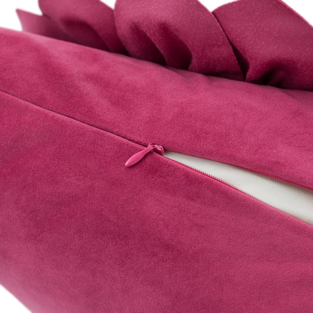 OiseauVoler Decorative 3D Flower Throw Pillow Covers Handmade Pillowcases for Sofa Bed Home Room Decor 18 x 18 Inch Rose Red