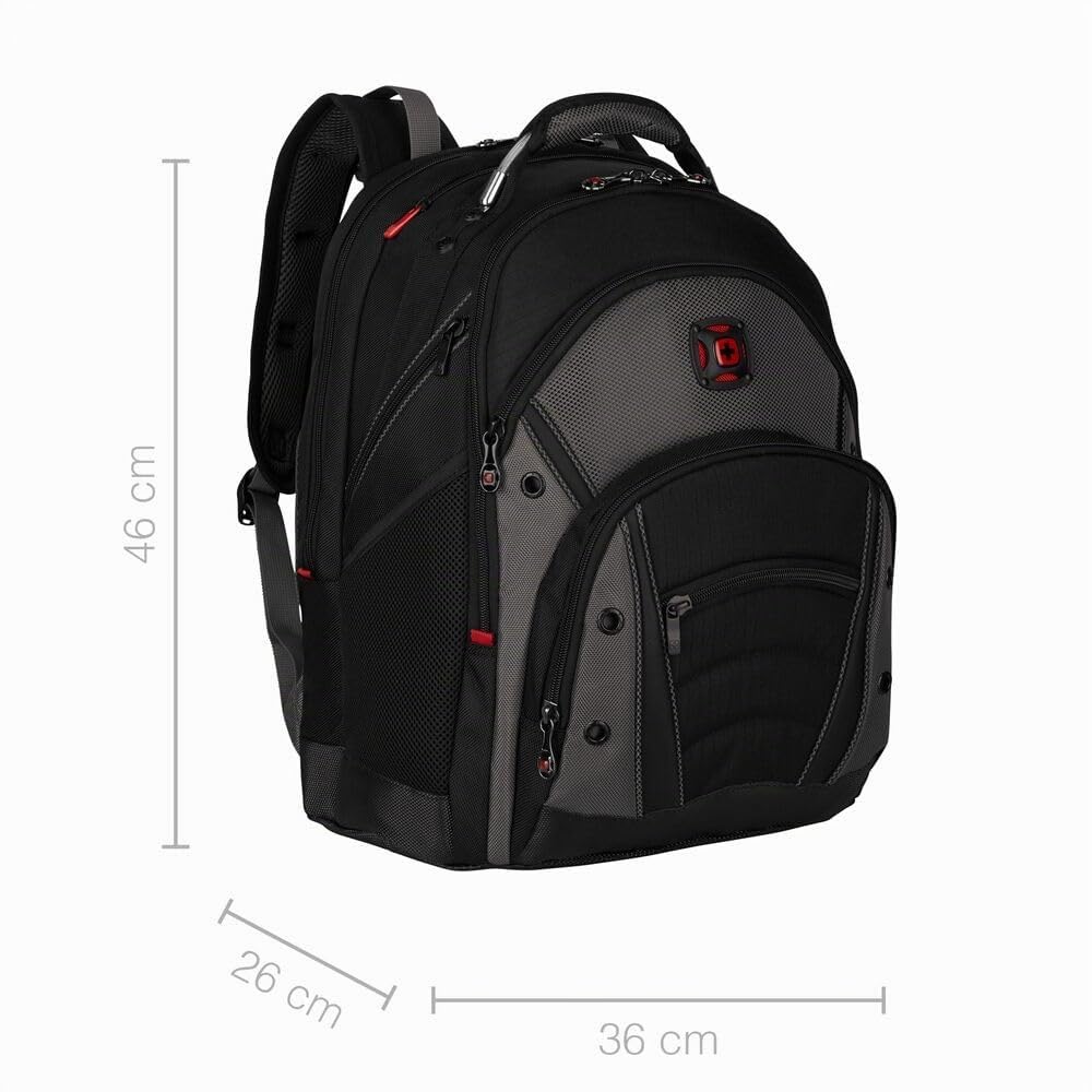 WENGER Zaino Porta PC Synergy con Tasca per Tablet, Notebook 16”, Tablet 10”, 26 l, Uomo Donna, Ufficio Viaggi di Lavoro Università, Nero/Grigio, 600635