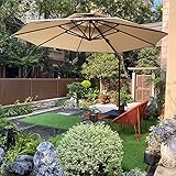PURPLE LEAF 12ft Patio Umbrella Outdoor Round Umbrella Large Cantilever Umbrella Windproof Offset Umbrella Heavy Duty Sun Umbrella for Garden Deck Pool Patio, Beige