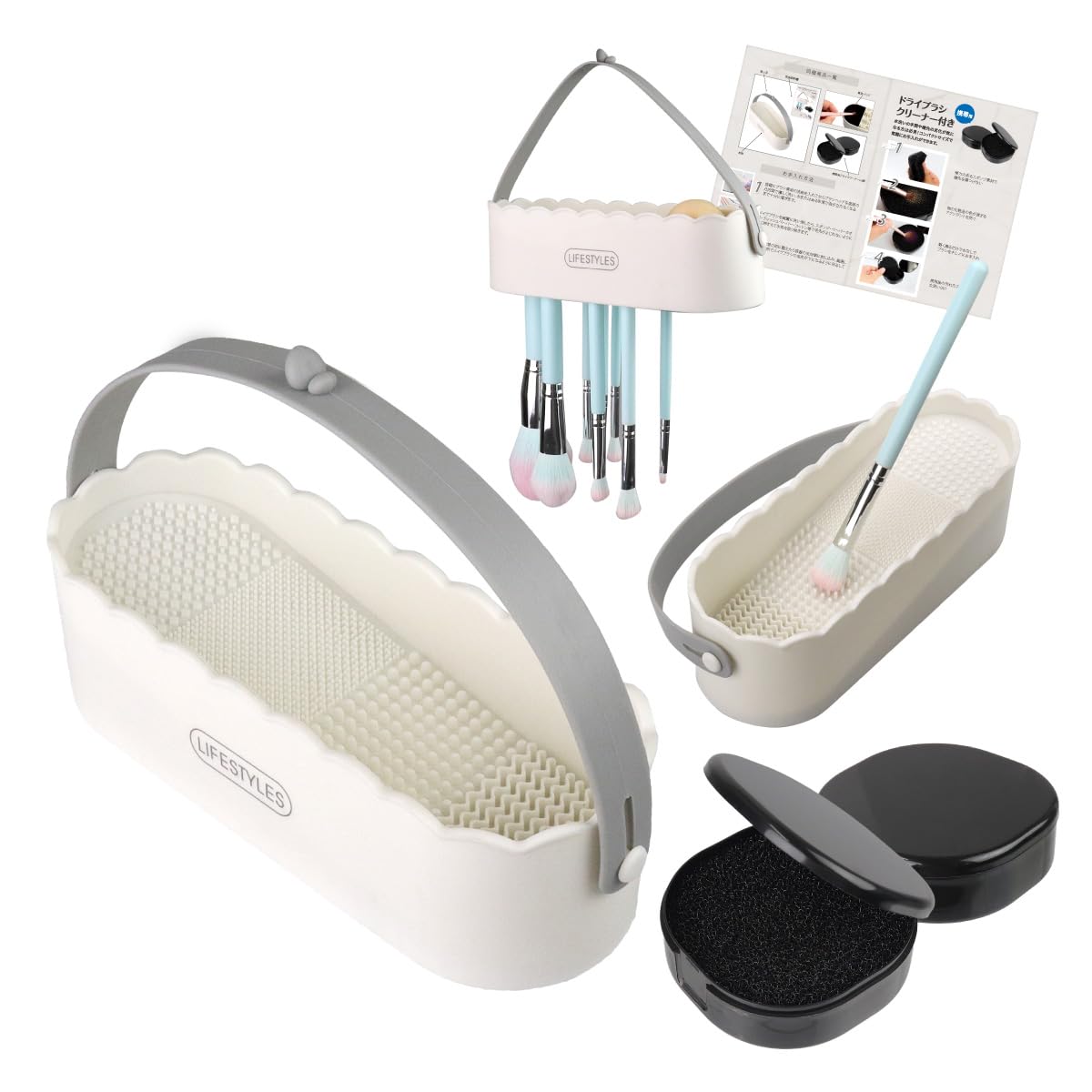 メッシュ乾燥ラックバスケット付きメイクアップブラシクリーニング