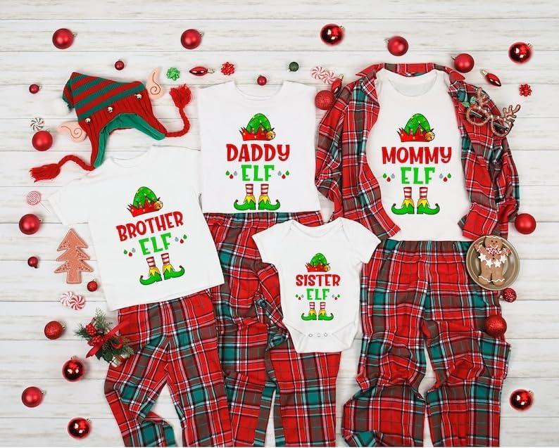 Matching Christmas Elf T-Shirt Set | Funny Family Matching Shirts | Holiday Group Outfit | Mommy Daddy Kids Custom Costume White - Image 8