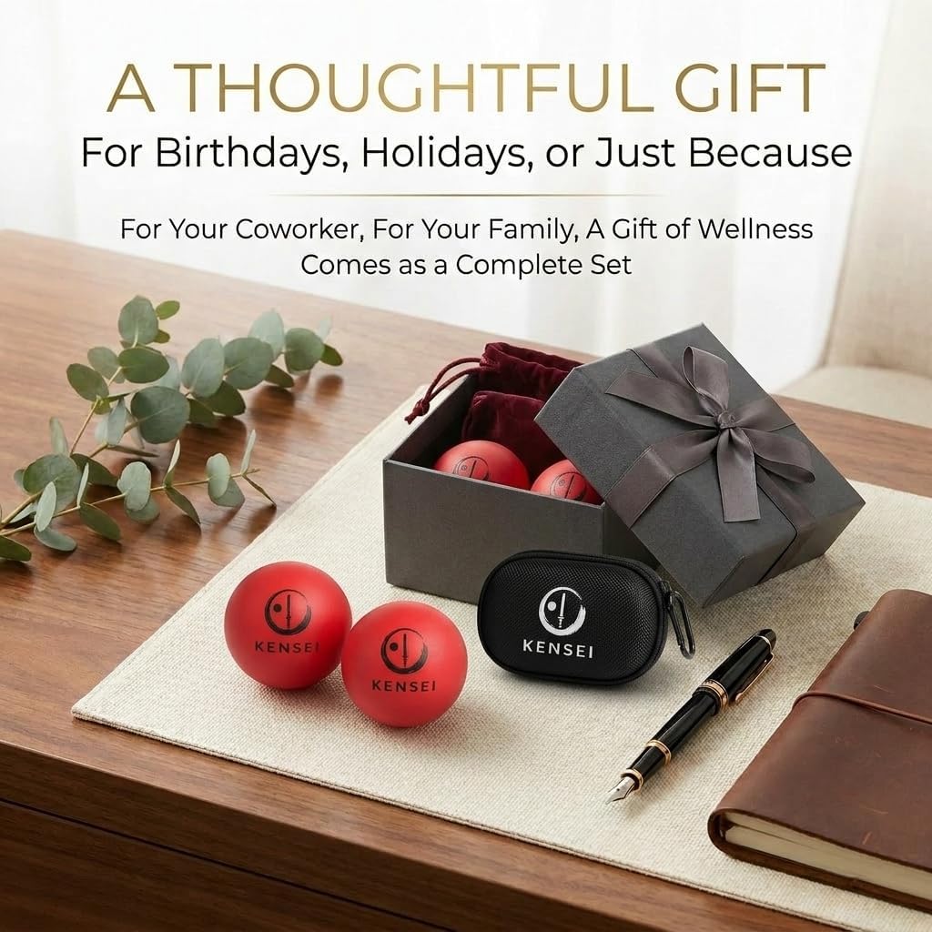 Kensei Baoding Balls, Red, 1.5 Inch, Set of 2 | Heavy Steel Core, Silicone Coated, Non-Chiming, Hand Exercise & Stress Relief, Finger Dexterity and Meditation