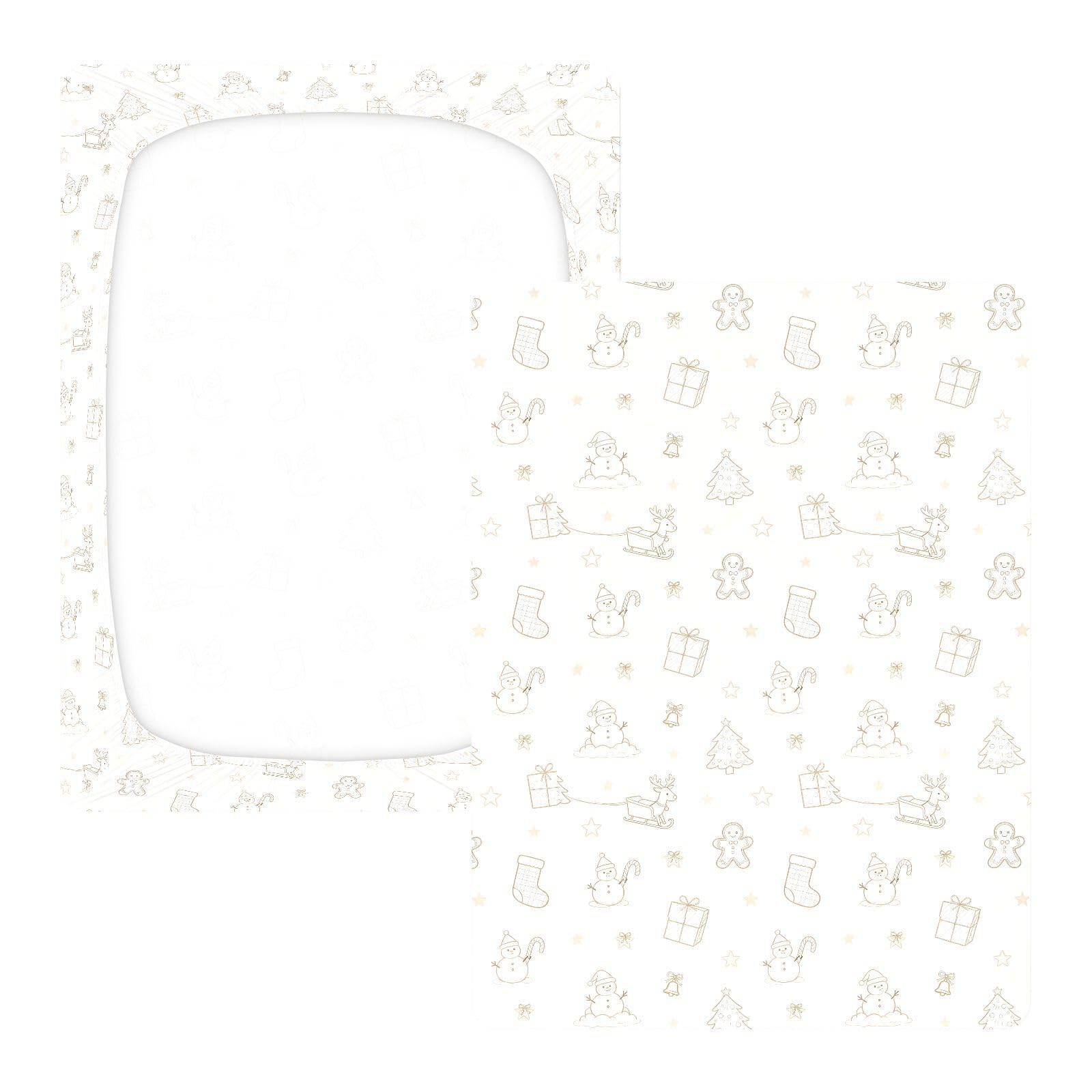 Sábanas de algodón para cuna de bebé, suave, diseño de árbol de Navidad, muñeco de nieve, beige, unisex, para guardería, 1 paquete de forros para cunas de ni?o 52 x 28 pulgadas