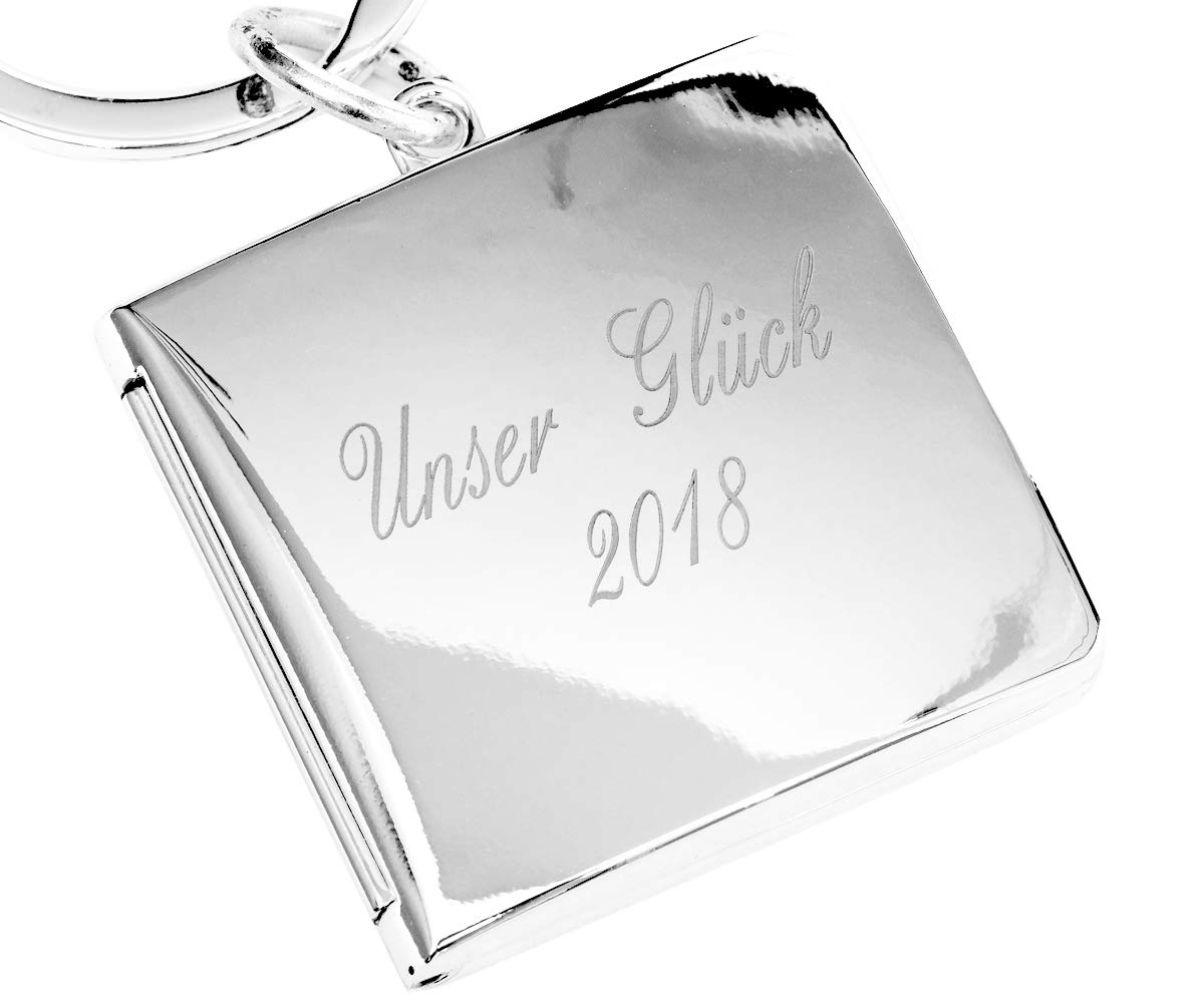 Design Medaillon Mit Gravur Silber Zum Aufklappen 2 Fotos Foto Schlüsselanhänger Rahmen Bilderrahmen Eckig Amulett Schmuck Aufklappbar Öffnen Freundschaft