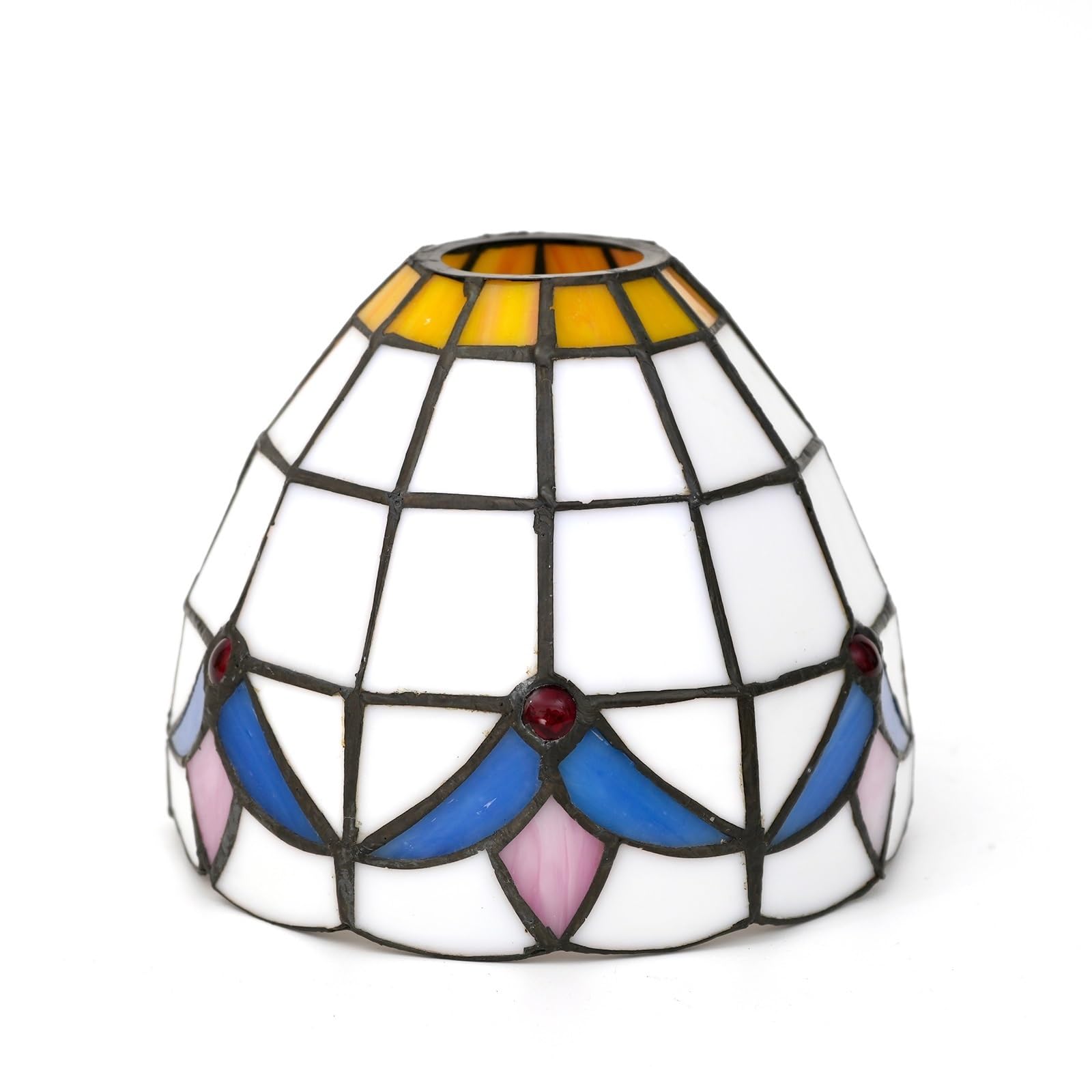 6 Inch Stained Glass Lamp Shade, Replacement Lampshade Richly Colourful Vintage Style Deco for Ceiling Light Pendant Chandelier Wall Lamp(Magnolia)