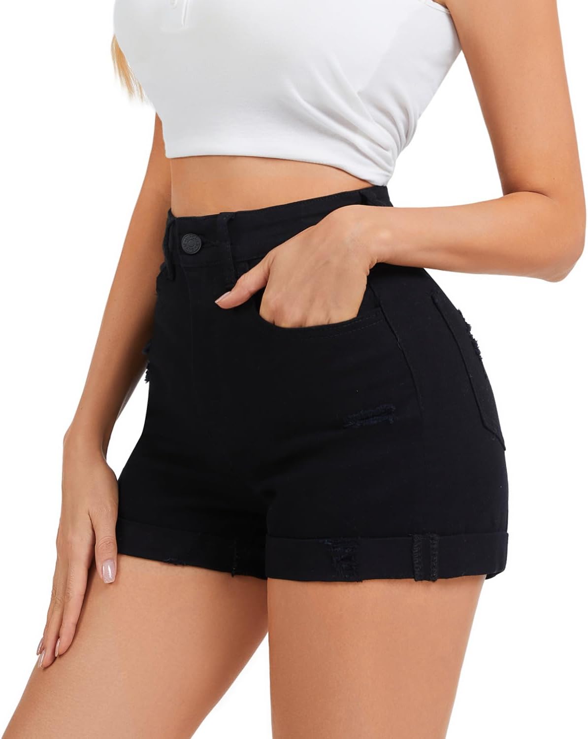 VIPONES Jean Shorts Womens High Waisted Stretch Denim Shorts Casual Frayed Summer Shorts for Women 2026 Trendy Outfits - Image 6