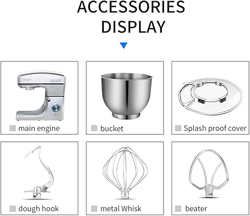 Miniatura 4 de Mezclador vertical de 110 V US Plug 7L, mezclador vertical de cocina comercial y doméstica de 660 W, mezclador de masa vertical de cabeza inclinable
