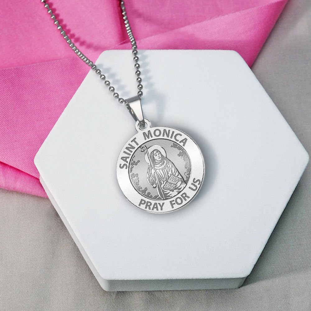 PicturesOnGold.com Saint Monica Religious Medal - 1 Inch Size of a Quarter in Sterling Silver - Image 6