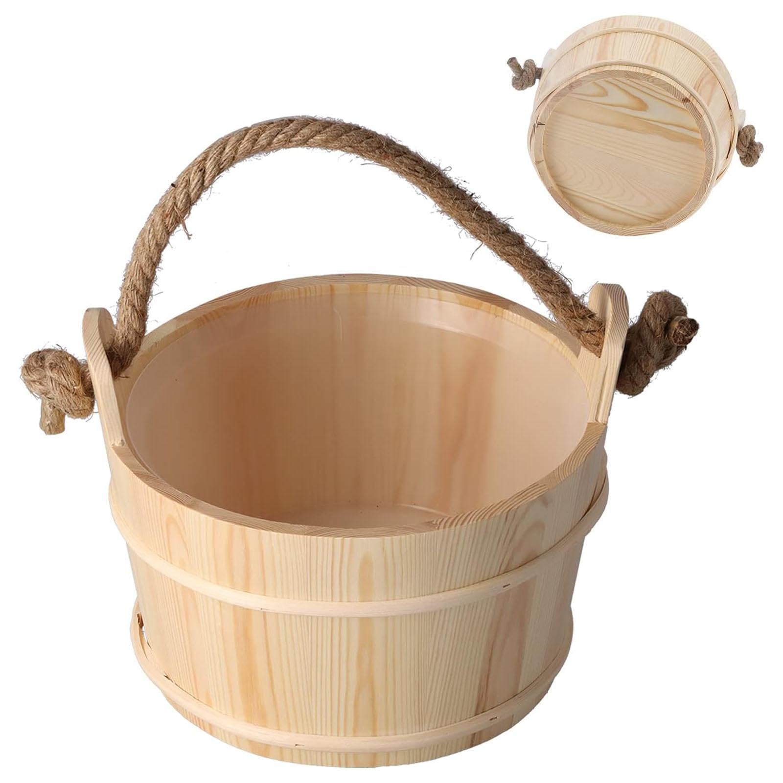 Cubo de Madera Multifuncional para Sauna, Portátil, Ideal para El Hogar, La Bañera O El Baño.