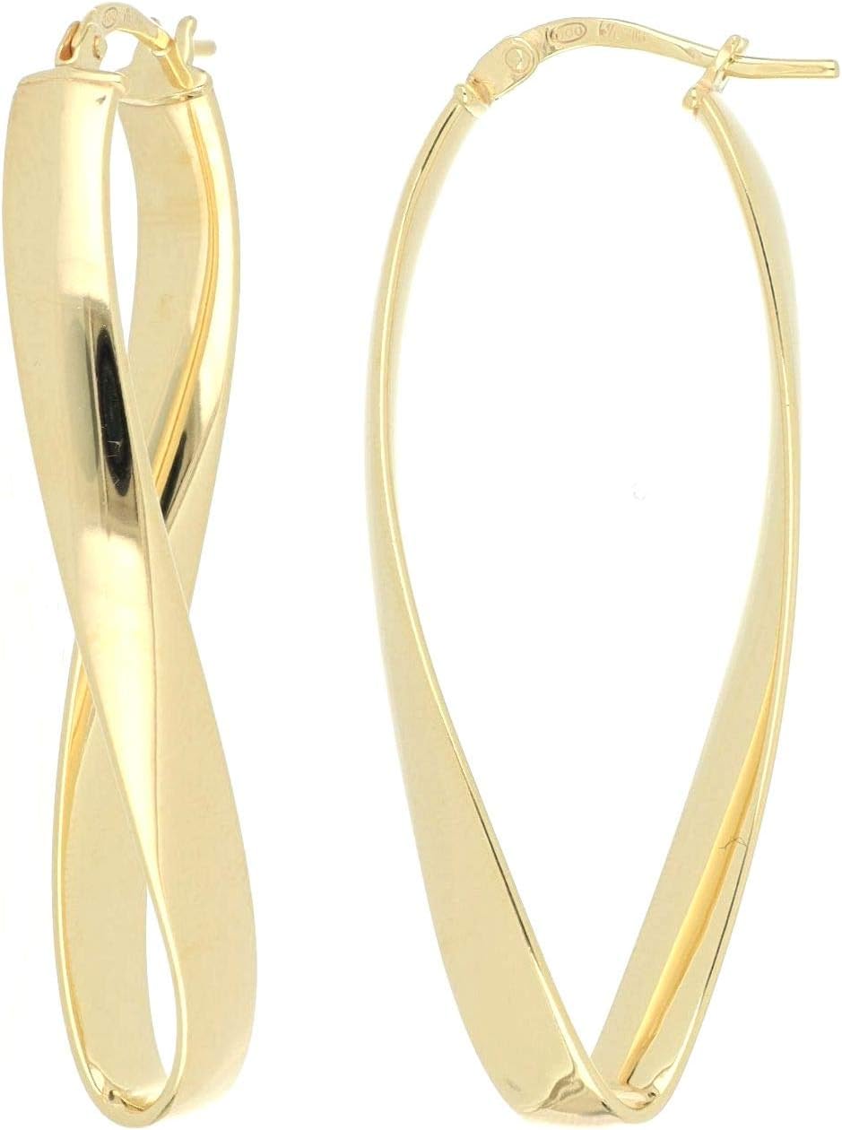 Polished Wave Earrings in 18kt Yellow Gold and 925 Sterling Silver 2begold (Yellow Gold, 40mm)