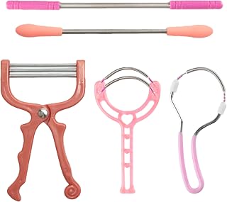 5 Pieces Stainless Steel Epilator Hair Removal Face Ladies Physical Hair Removal for Facial Hair, Forehead, Cheek, Upper Lip Perfect for Home, Travel and Beauty Salons