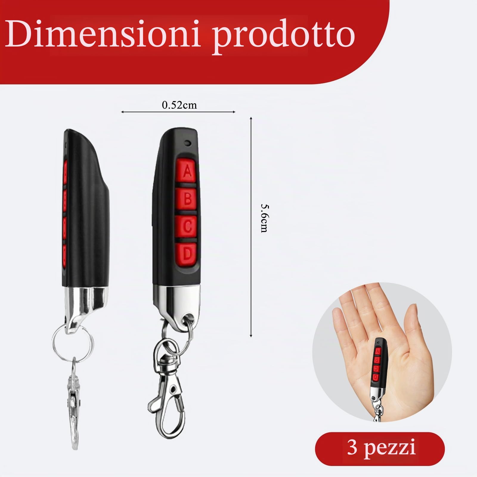 3 pezzi telecomando garage universale 433 MHz clonatore, lunga distanza 30 m 4 canali 4 pulsanti, duplicatore telecomando per porte garage portellone auto wireless