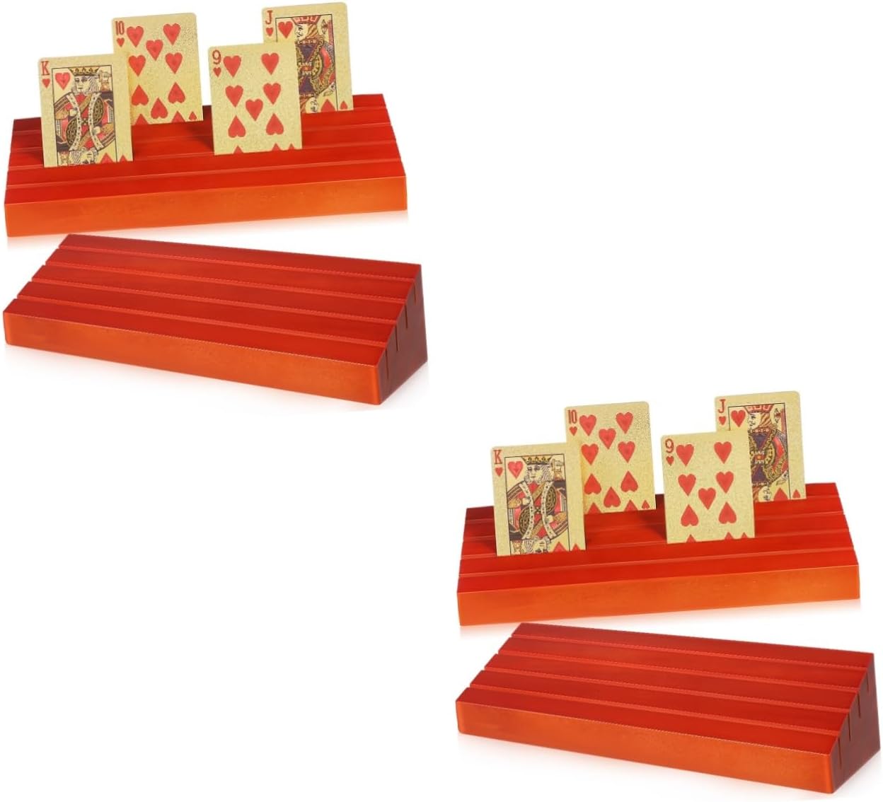 4 Pcs Wooden Playing Card Base Playing Card Rack Wooden Stand Displaying Base Pine Wood Brown