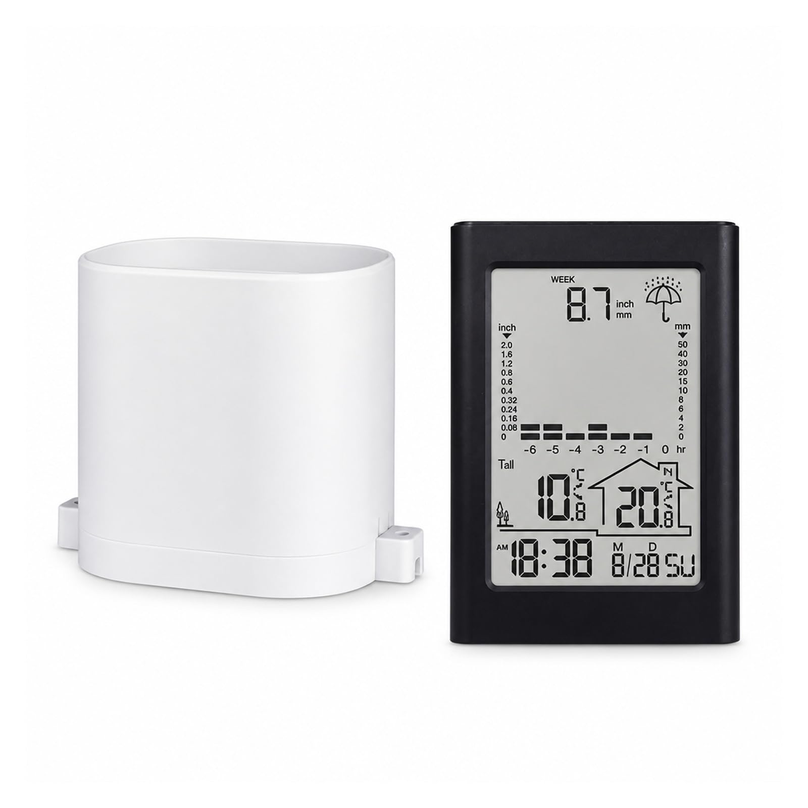 Deszczomierz, Bezprzewodowa Cyfrowa Stacja Pogodowa LCD Z Miernikiem Deszczu(BLACK)