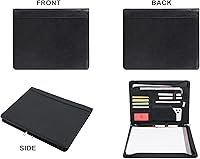Vista 7 de AZXCG Portafolio de currículum, organizador de carpetas de negocios con cremallera y acabado mate de piel sintética, color negro (personalizable)