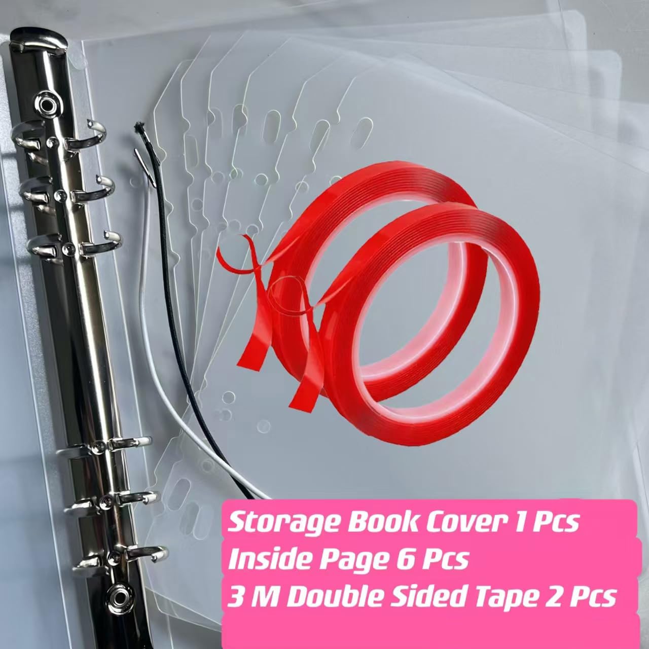 CloudTrip Classeur à ongles à presser – Format A5, 6 pages, 60 rubans adhésifs double taille, pince à épiler pour faux ongles (A5)