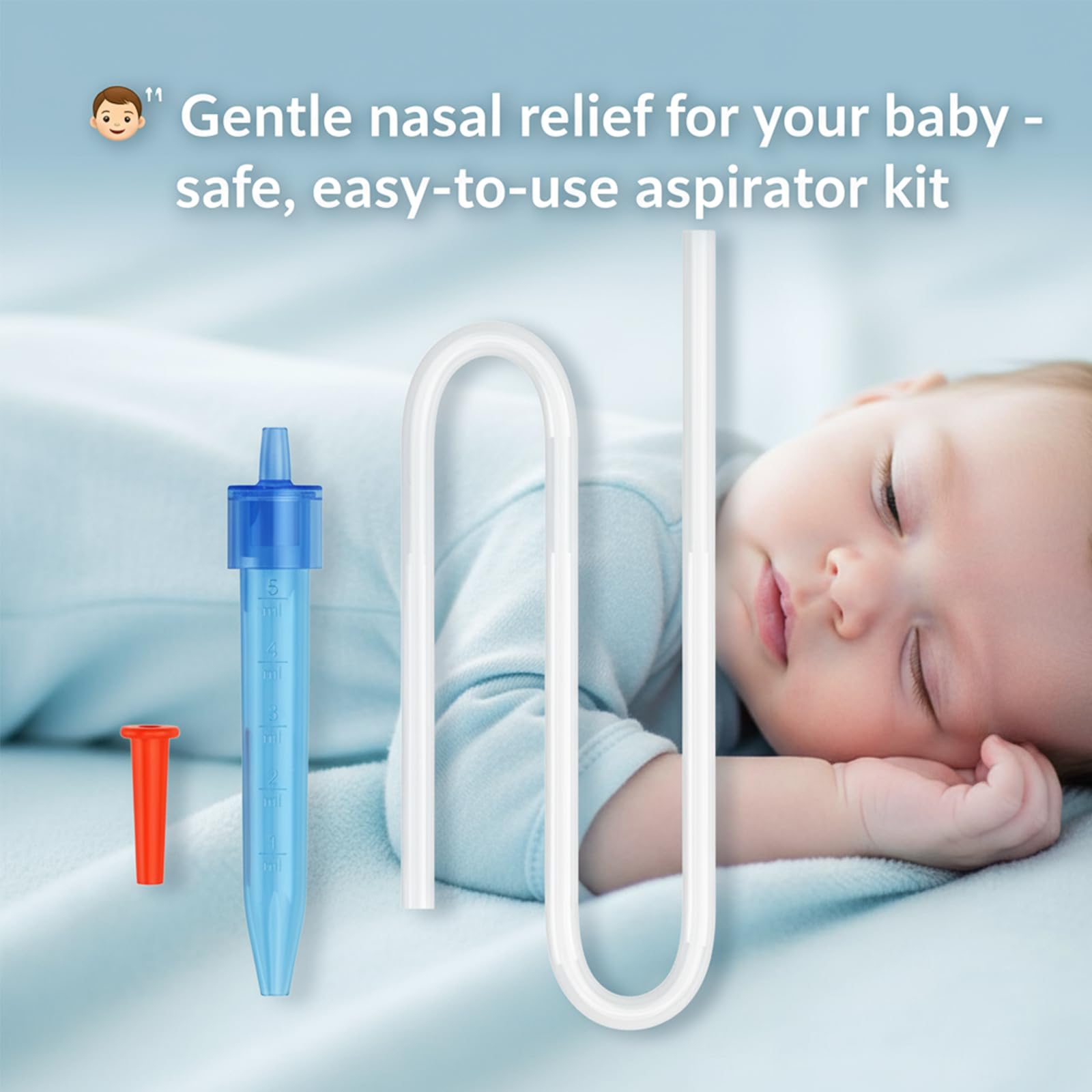 Nasensauger für Baby, Baby Nasensauger Sanftes Absaugen bei Schnupfen, mit 40 Hygienefilter, Spülmaschinenfest, BPA-frei