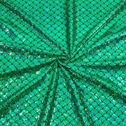 CABODYALS 150 cm 100 cm Tela con Lentejuelas Verde escama de pez Escamas de Sirena Tela Brillante Tema Sirenas Tela Brillante para Coser Vestidos Decoración Accesorios de Ropa Manualidades DIY