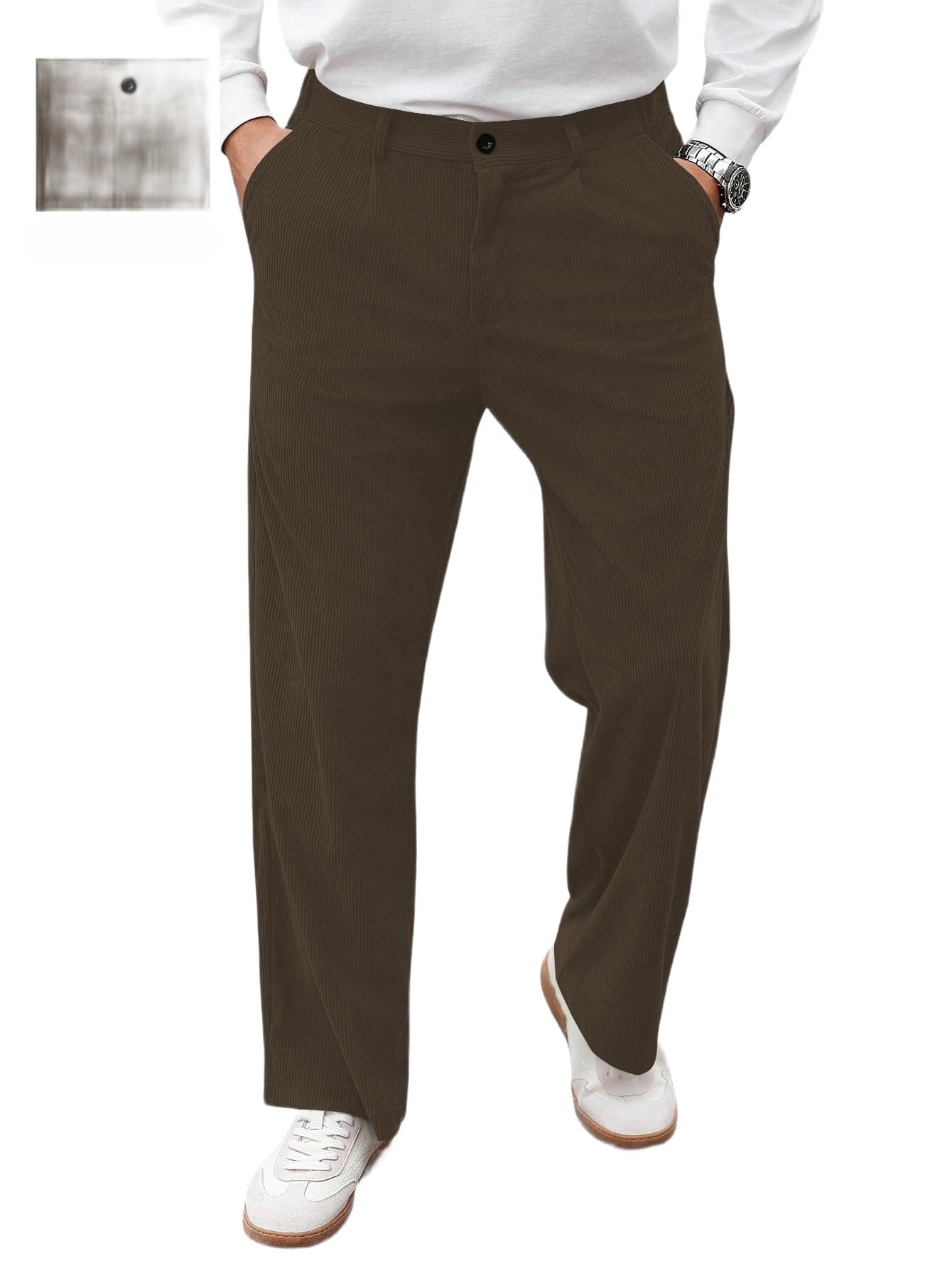 kajaru Men's Pleated Track Pants, Wide Leg Casual Trousers-picture-47