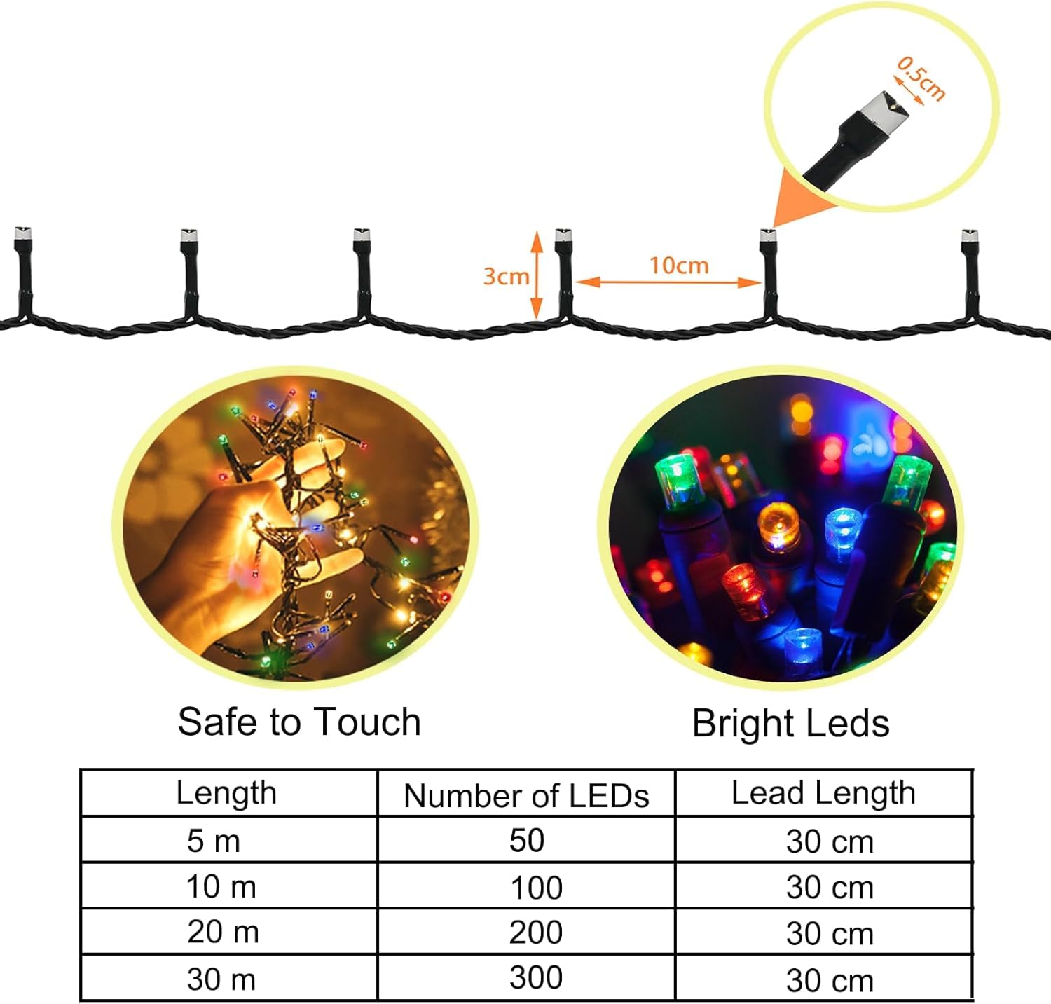 Cadena de luces con pilas, 200 ledes, 20 m, cadena de luces LED para exterior e interior, con temporizador, 9 modos, funciona con pilas, para Navidad, jardín, cable verde, impermeable