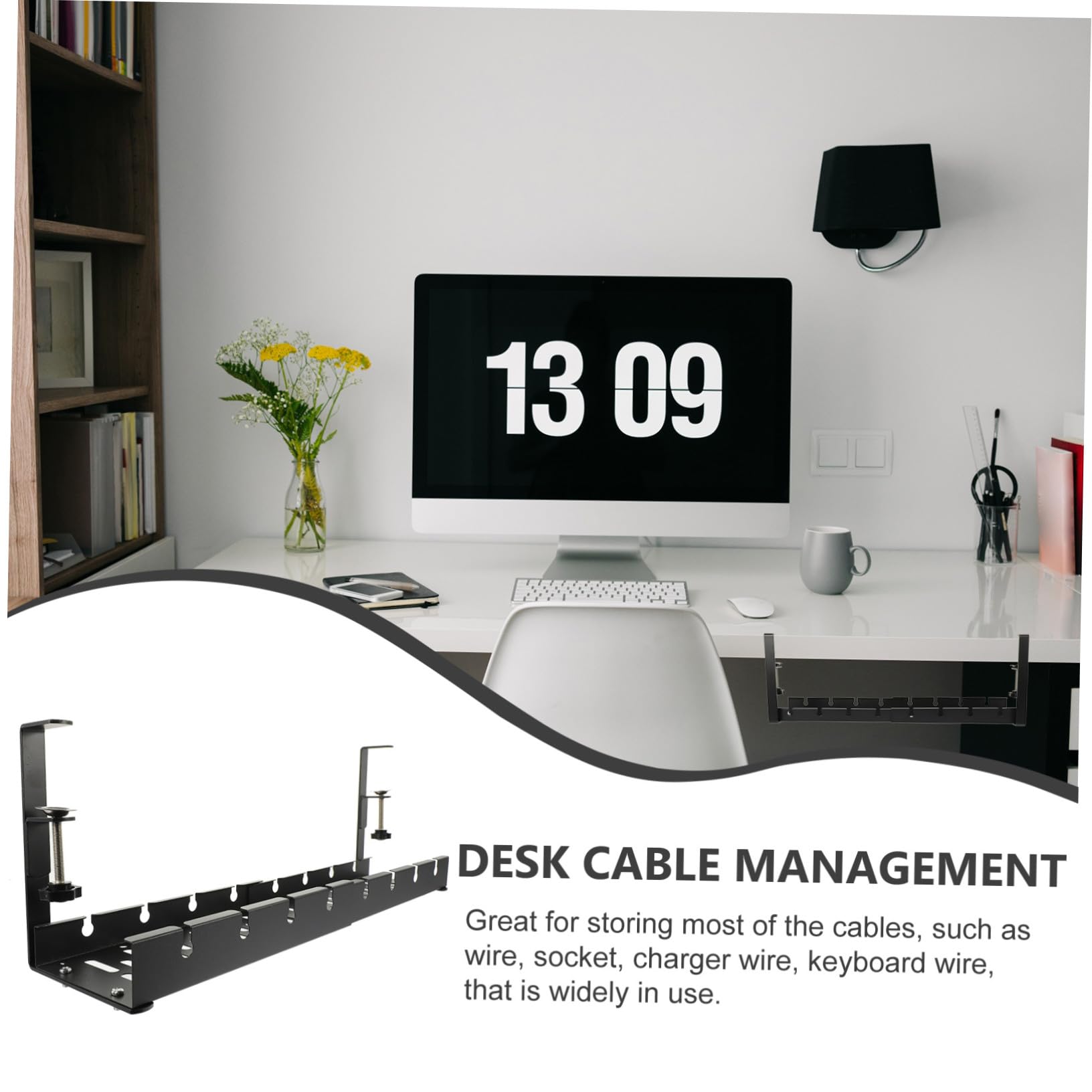 Organizador de Cables Debajo del Escritorio de Acero al Carbono para Gestión de Cables en Oficina