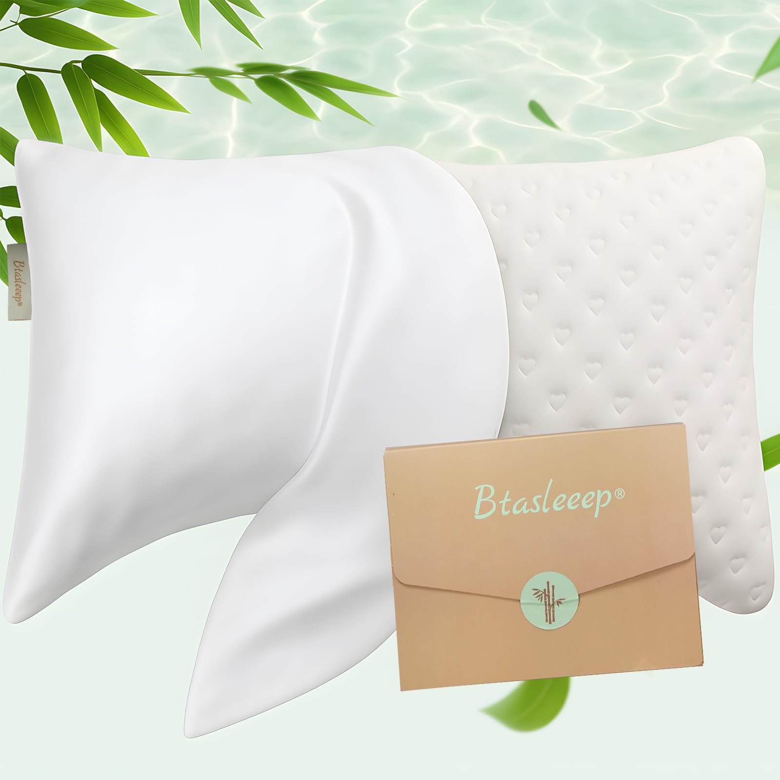 Cooling Curved Pillowcase for Side Sleeper Pillow - Rayon Derived from Bamboo Pillowcase with Zipper Breathable and Soft