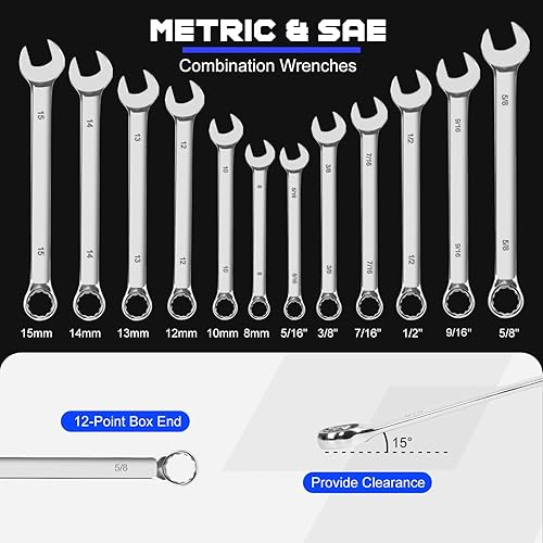 Vista 3 de Prostormer Juego de herramientas mecánicas, 240 piezas, kit de herramientas de reparación de automóviles universales para el hogar con caja