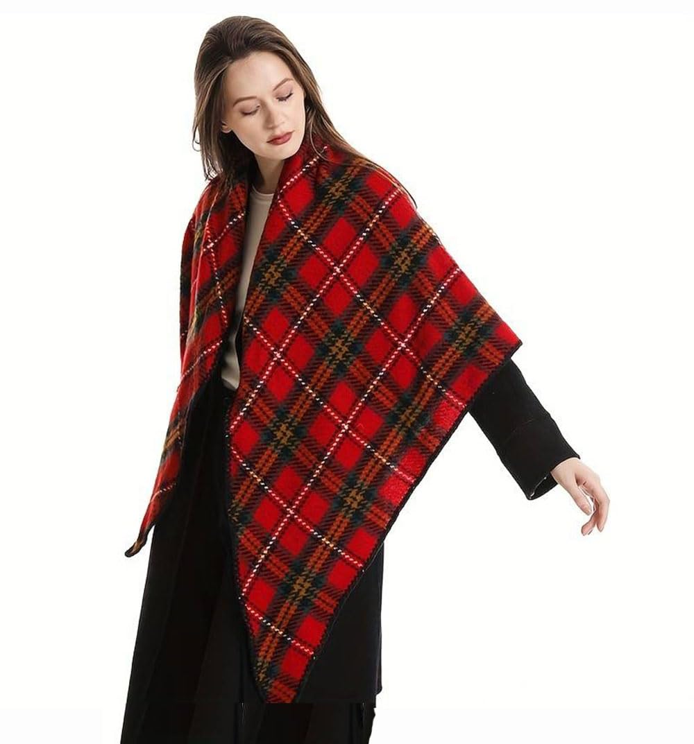 Nice Scottish Tartan Plaid shawl scarf Triangle style shawl (Red)