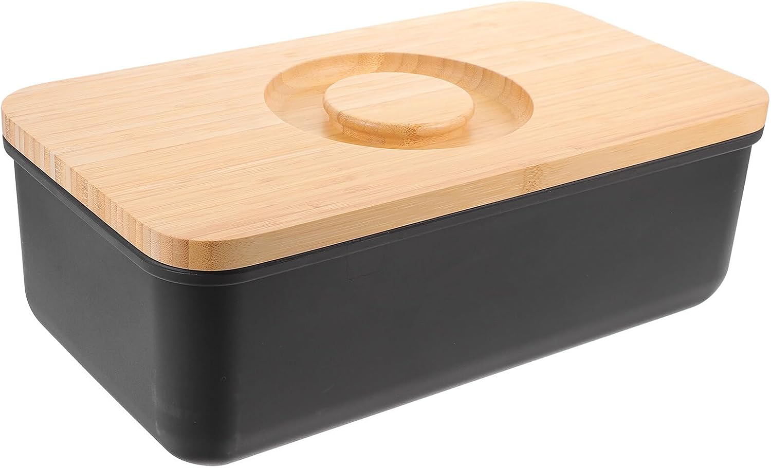 SUPVOX Bread Box Bread Bin with Lid and Built-in Cutting Board Black Organizer for Kitchen Countertop Home