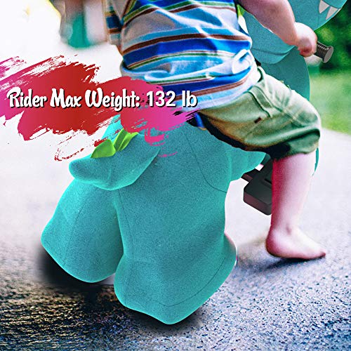HOVER HEART Rechargeable 6V/7A Plush Animal Ride On Toy for Kids (3~7 Years Old) with Safety Belt (Dinosaurs)
