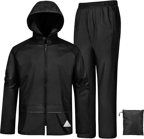 Trajes de lluvia de pesca para hombre, abrigo de lluvia reflectante con pantalones, 2 piezas de equipo de lluvia