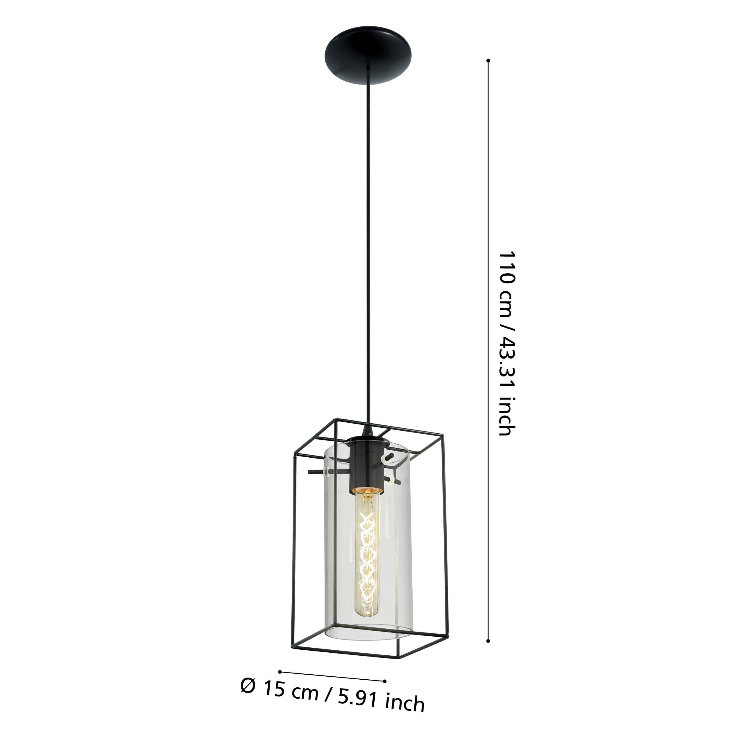Eglo Suspension Loncino, lampe suspendue vintage à 1 flamme, suspension en