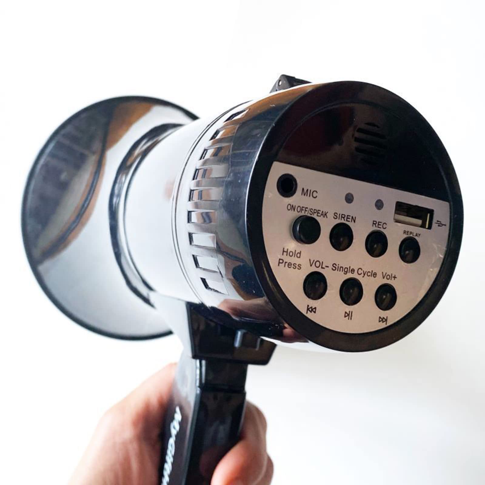FAMKIT Altavoz megáfono portátil Bullhorn con micrófono desmontable USB