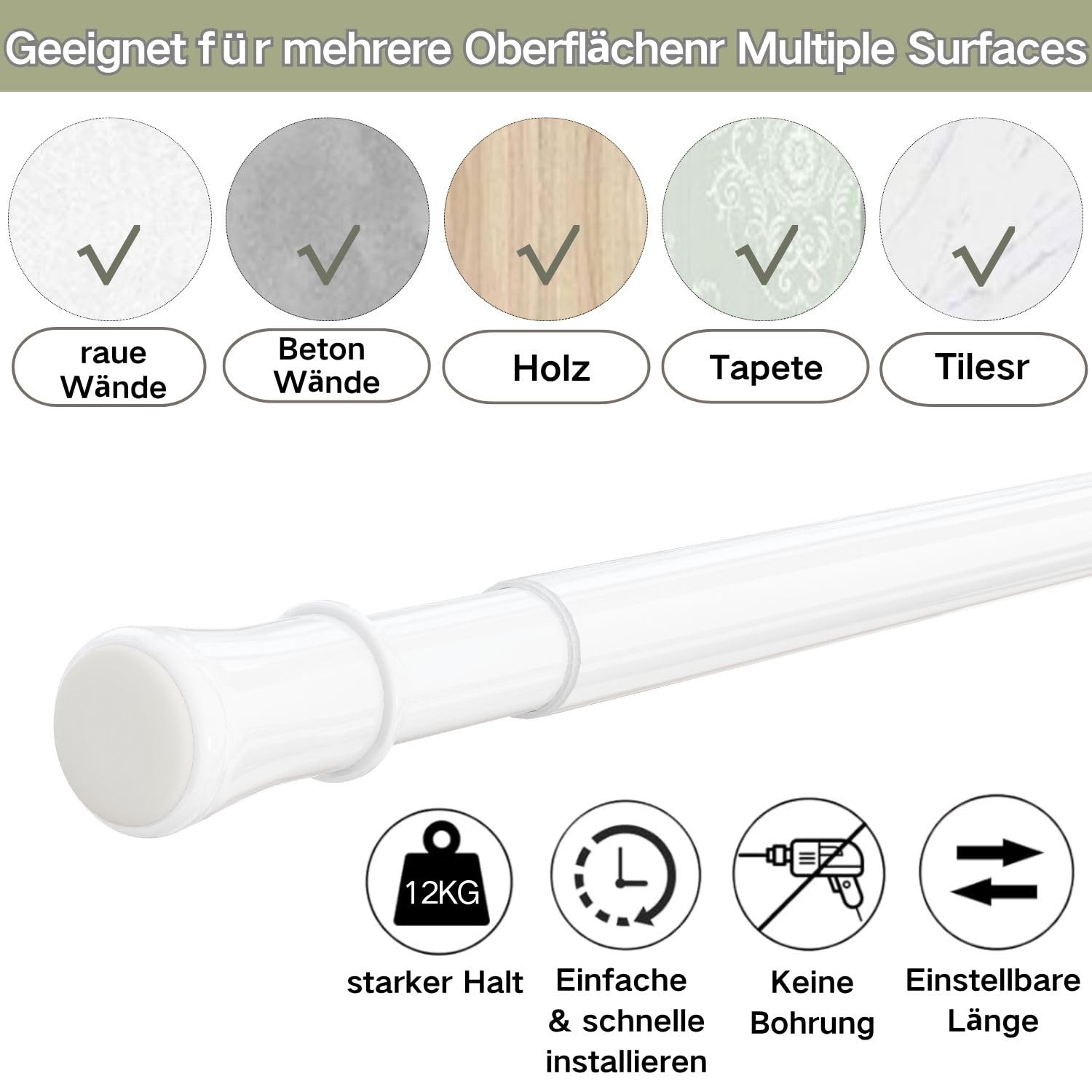 Flexible Vorhangstange ohne Bohren – Raumteiler für Mieter