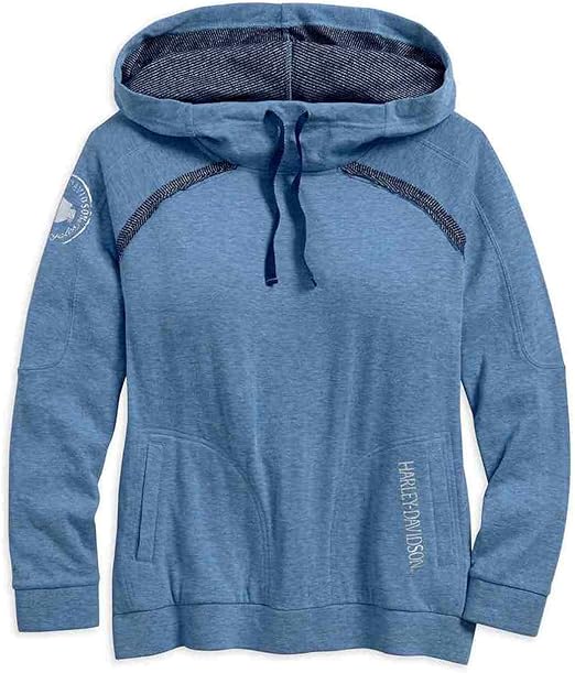 Amazon Co Jp ハーレーダビッドソン ワイドネックラインプルオーバーパーカー レディース 水色 ブルー トップス パーカー 18vw ファッション