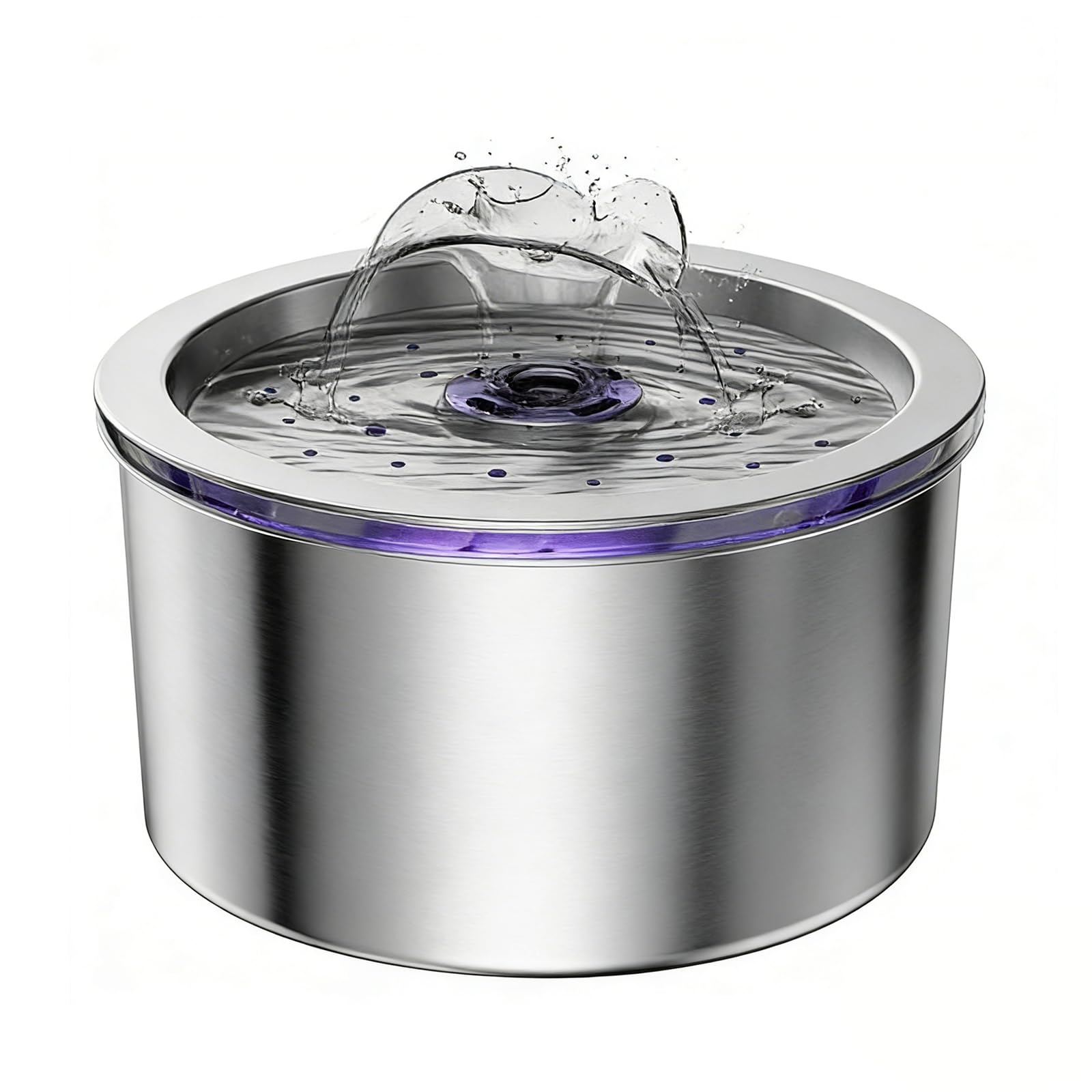 Cat Water Fountain Stainless Steel, 74oz/2.2L Automatic Pet Fountain with USB Pump & Replacement Filters, Ultra Quiet Indoor Water Dispenser for Cats Dogs, LED Monitoring Water Level