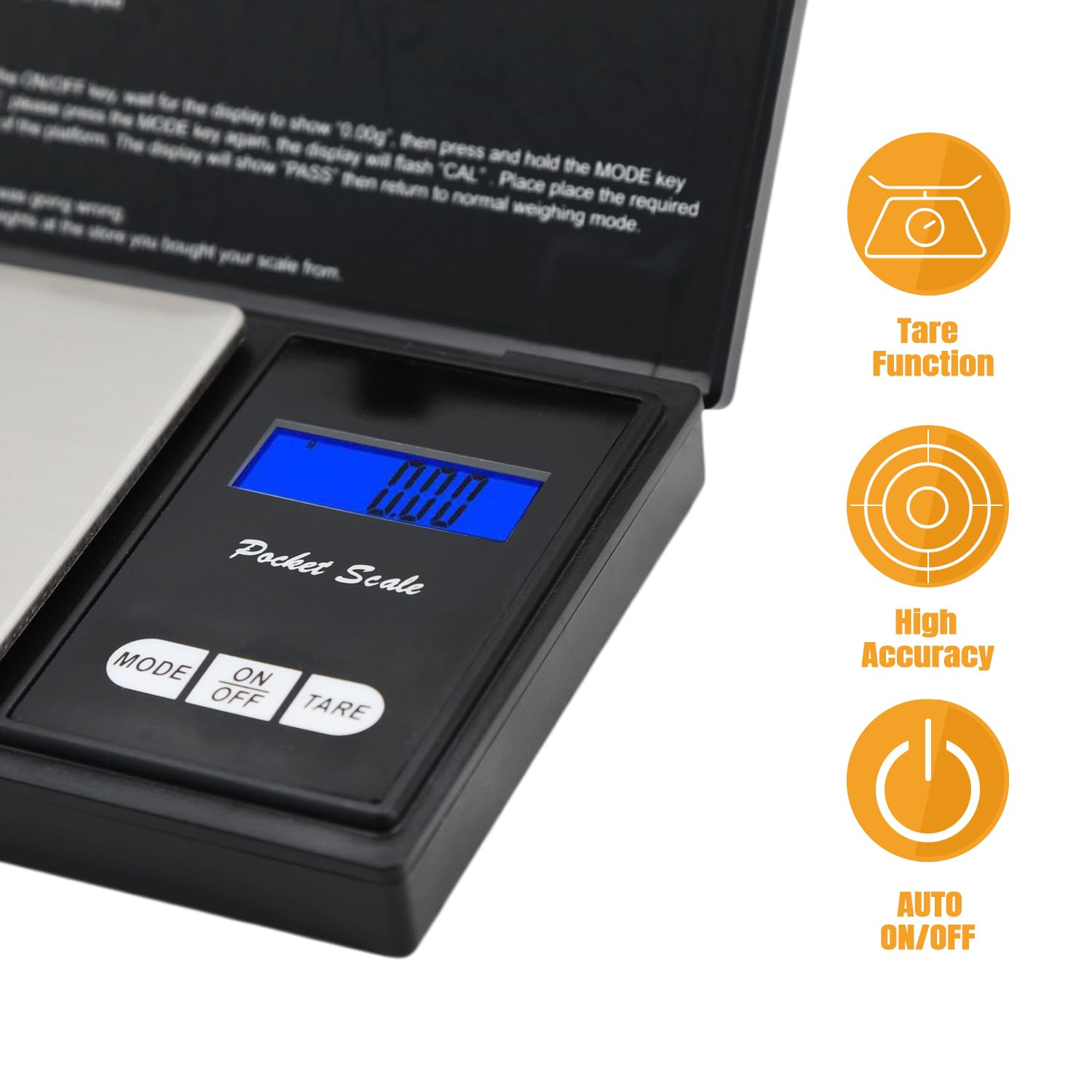Báscula Digitales de Precisión,500g 0.01g Balanzas de Portátiles, Báscula de Joyería, con Pantalla LCD, Plataforma de Acero Inoxidable, Función de Tara, para Cocinar, Droga, Café