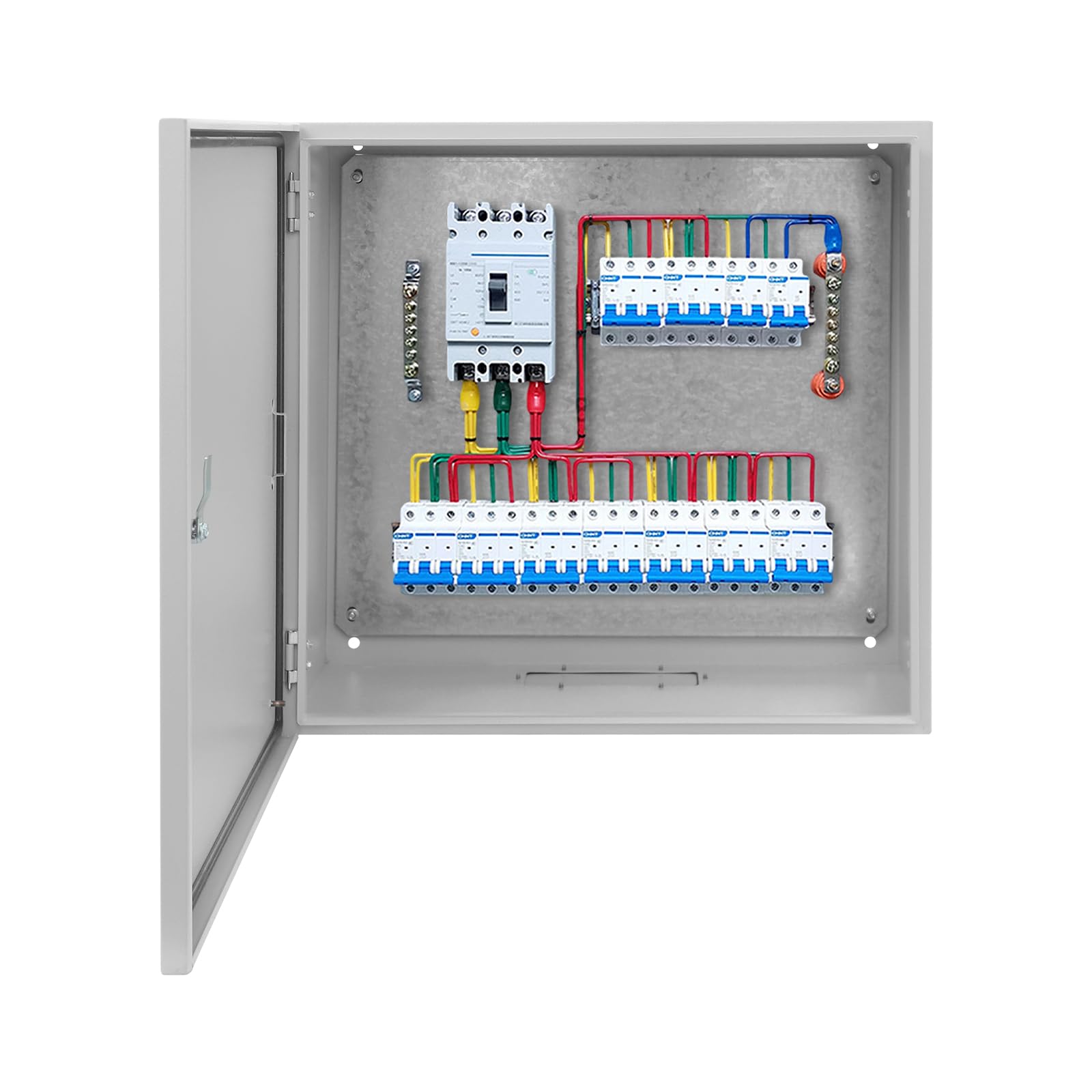 ROMYIX Outdoor Electrical Box IP65 Weatherproof, Wall Mount Junction Box with IK08 Impact Resistance, Cold Rolled Steel Enclosure with Lock & Grounding Terminal,for Garden,Industrial (60x60x30cm)