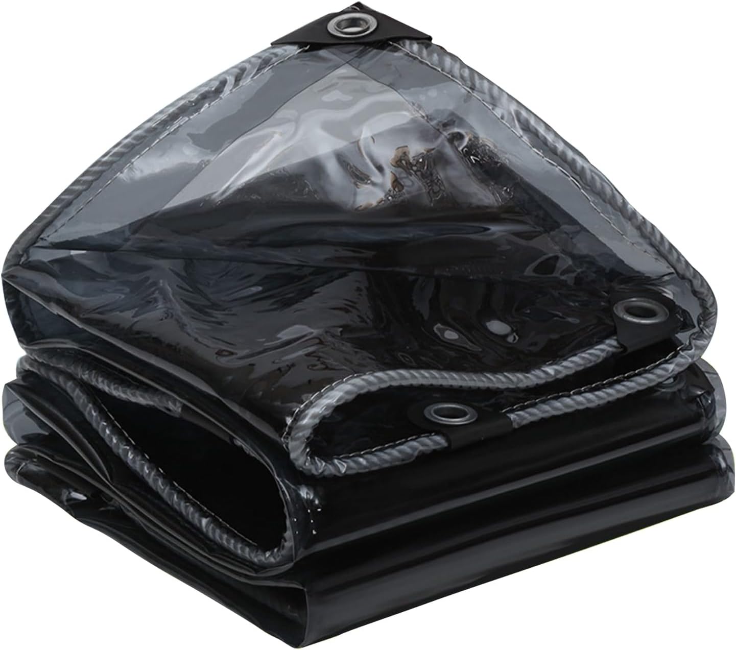 Black Tarp Cover 5x5m 5x6m 5x8m 100% Waterproof PVC Tarpaulin with Reinforced Grommets, Multipurpose Use for Greenhouse Insulation, Patios Dustproof(1x2m)